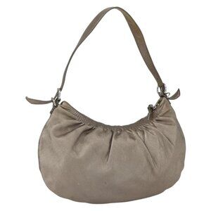 Authentic Miu Miu Shoulder Bag Leather Gold Silver